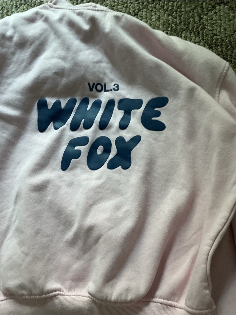 White Fox Boutique Pink Sweatshirt with Navy 'WHITE FOX' Graphic